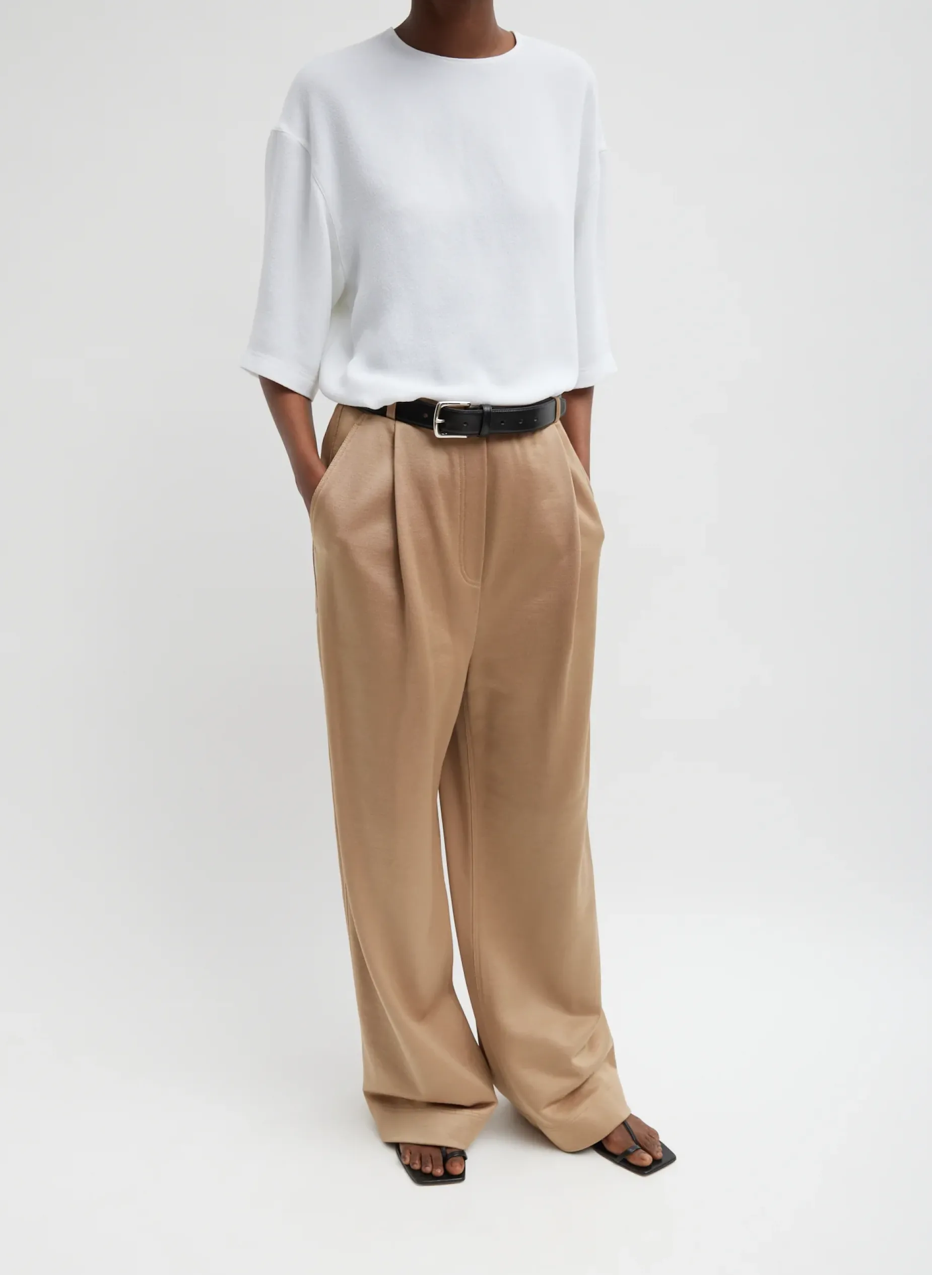 Leisure Sets|Pants & Shorts>Tibi Silk Terry Pleated Pull On Pant Granola