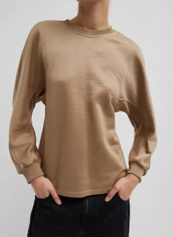 Leisure Sets|Knitwear & Sweatshirts>Tibi Silk Terry Sculpted Sleeve Slim Sweatshirt Granola