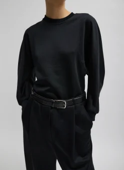 Leisure Sets|Knitwear & Sweatshirts>Tibi Silk Terry Sculpted Sleeve Slim Sweatshirt Black