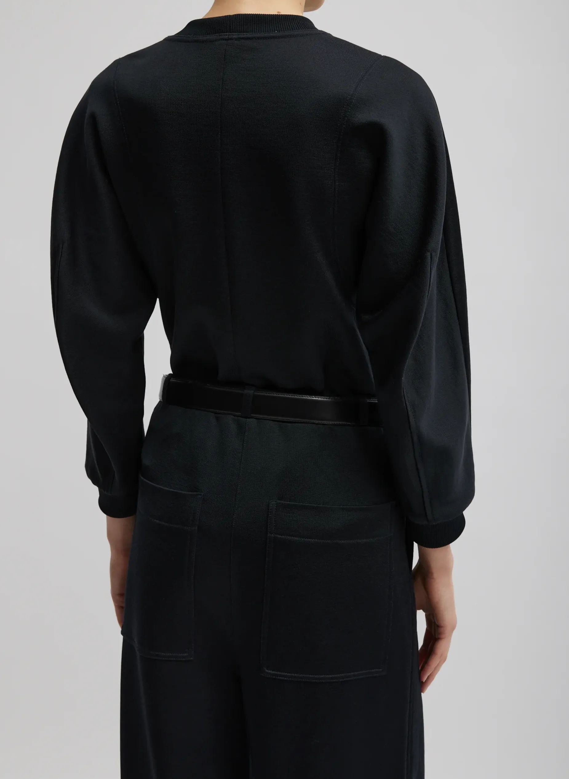 Leisure Sets|Knitwear & Sweatshirts>Tibi Silk Terry Sculpted Sleeve Slim Sweatshirt Black