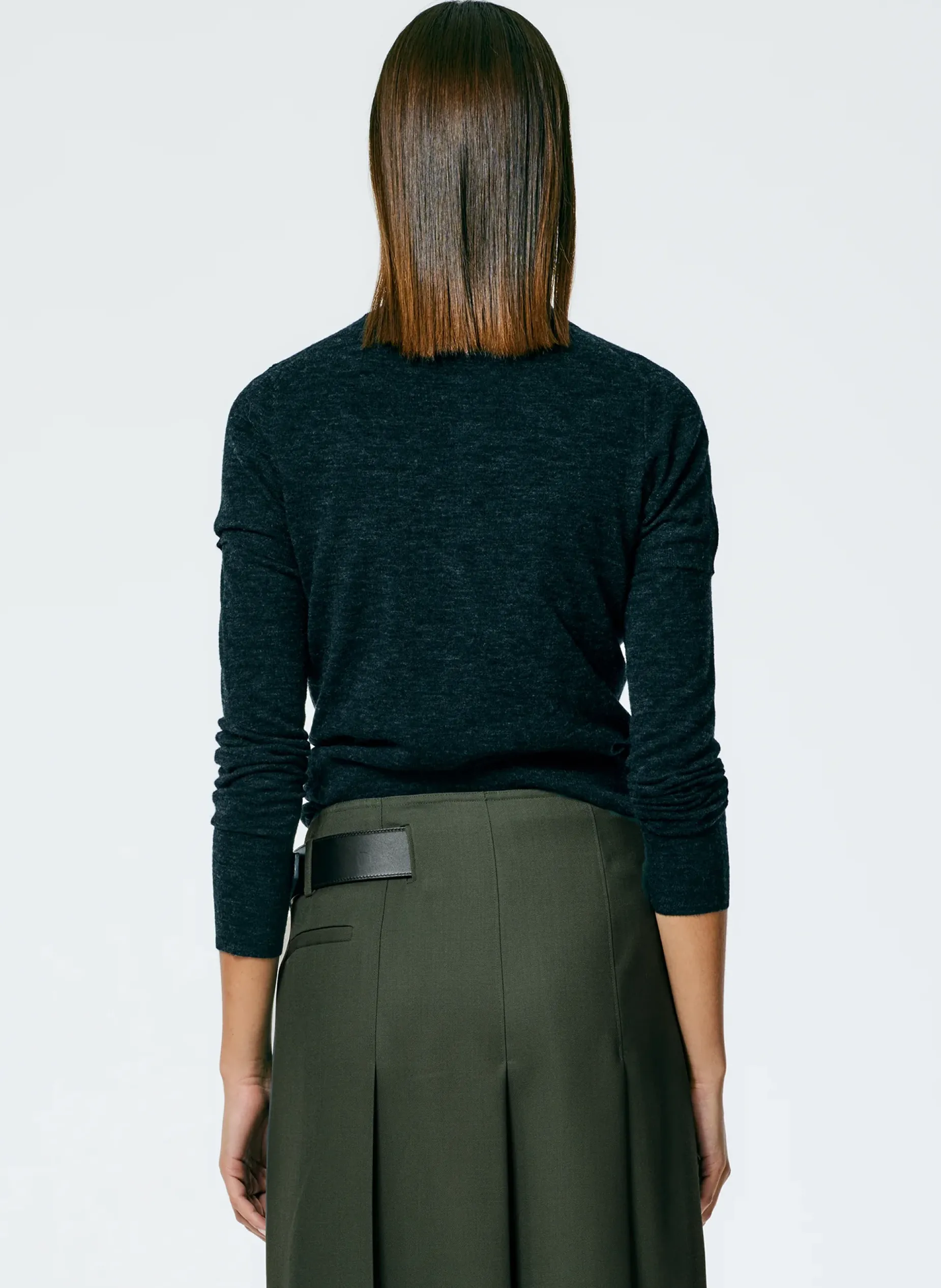 Knitwear & Sweatshirts>Tibi Skinlike Mercerized Wool Shrunken Polo Charcoal
