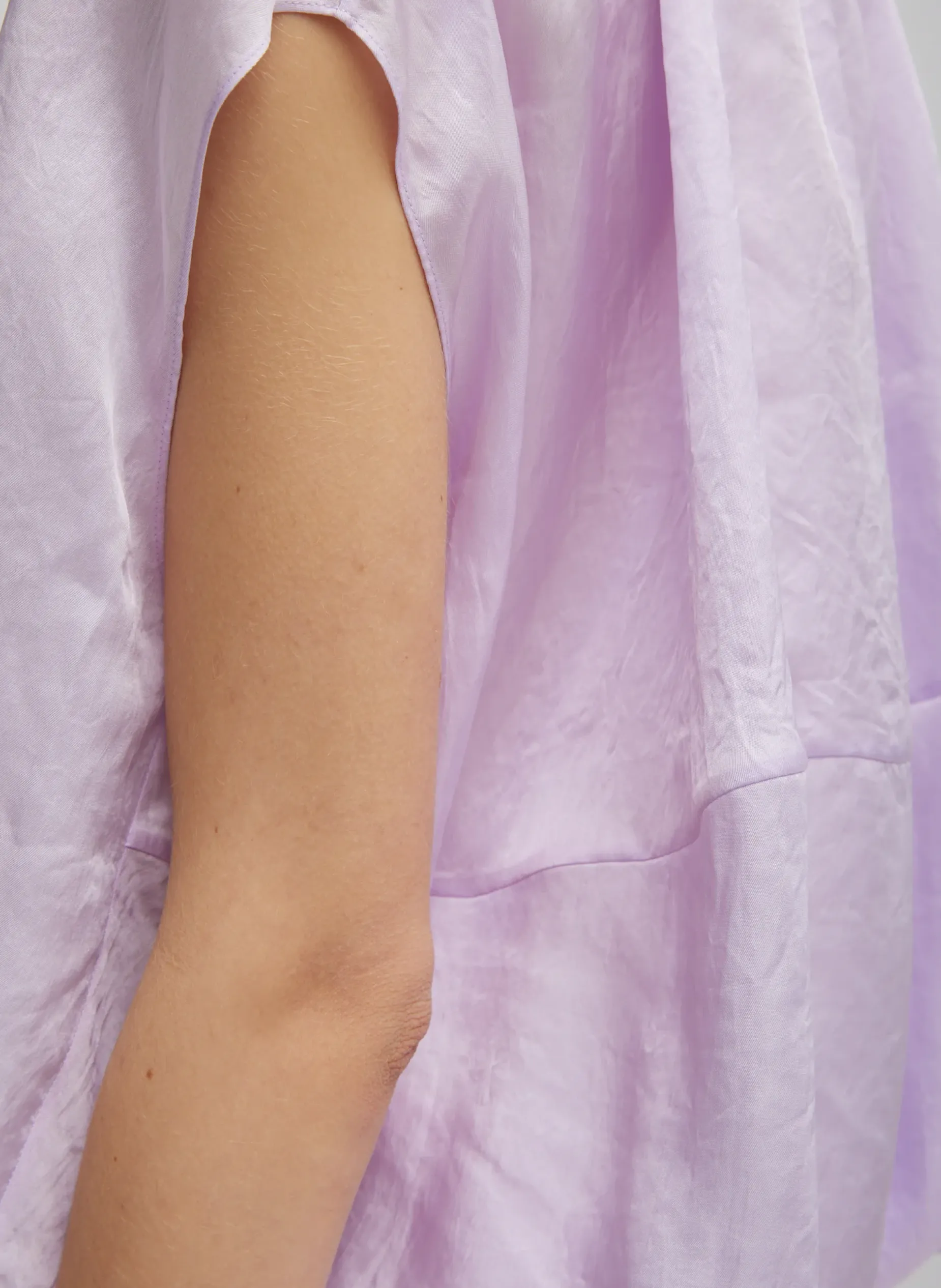 Tops>Tibi Spring Acetate Shirred Neck Circular Top Pale Lavender