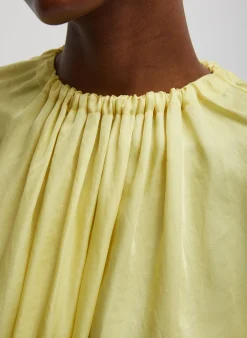 Tops>Tibi Spring Acetate Shirred Neck Circular Top Yellow