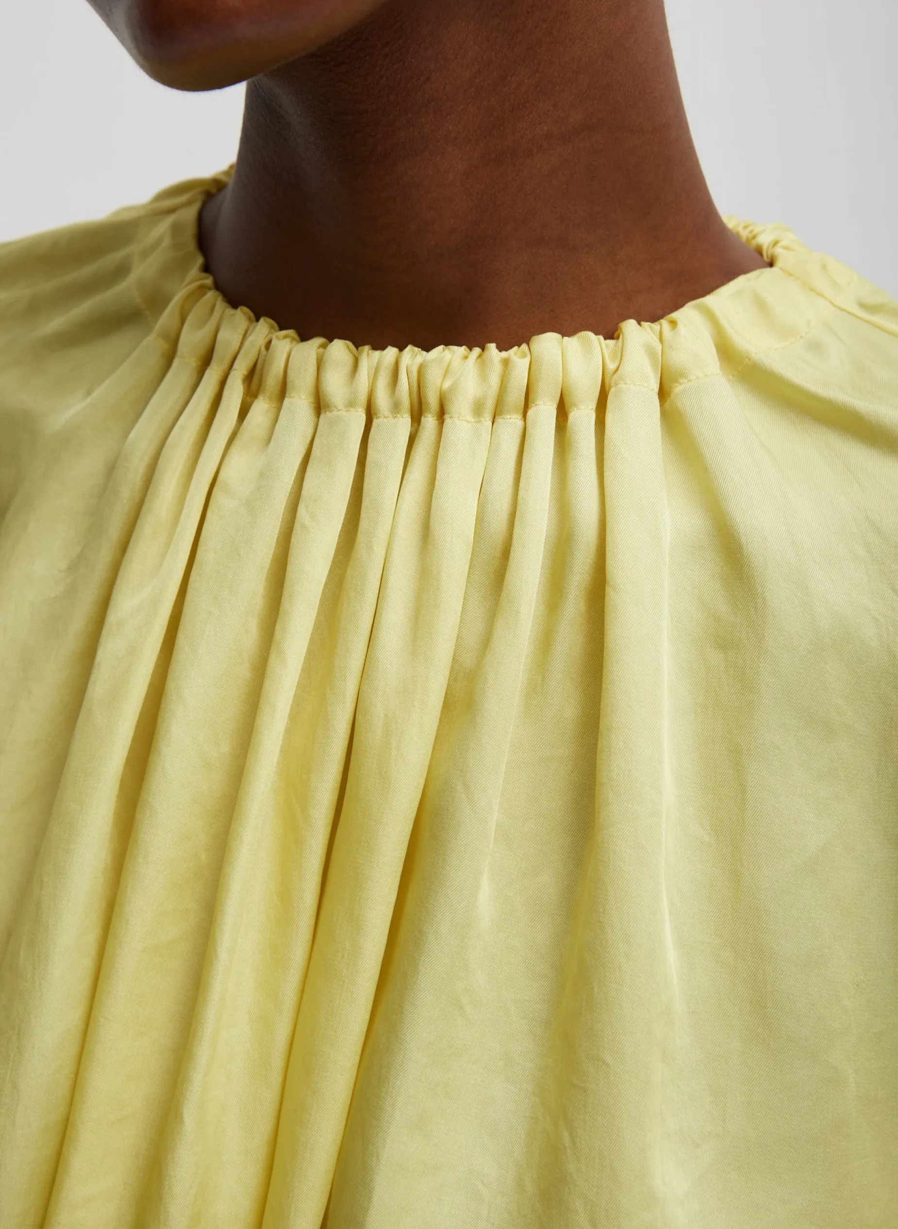 Tops>Tibi Spring Acetate Shirred Neck Circular Top Yellow