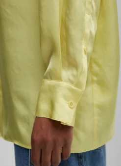 Tops>Tibi Spring Acetate Shirt With Cocoon Back Yellow
