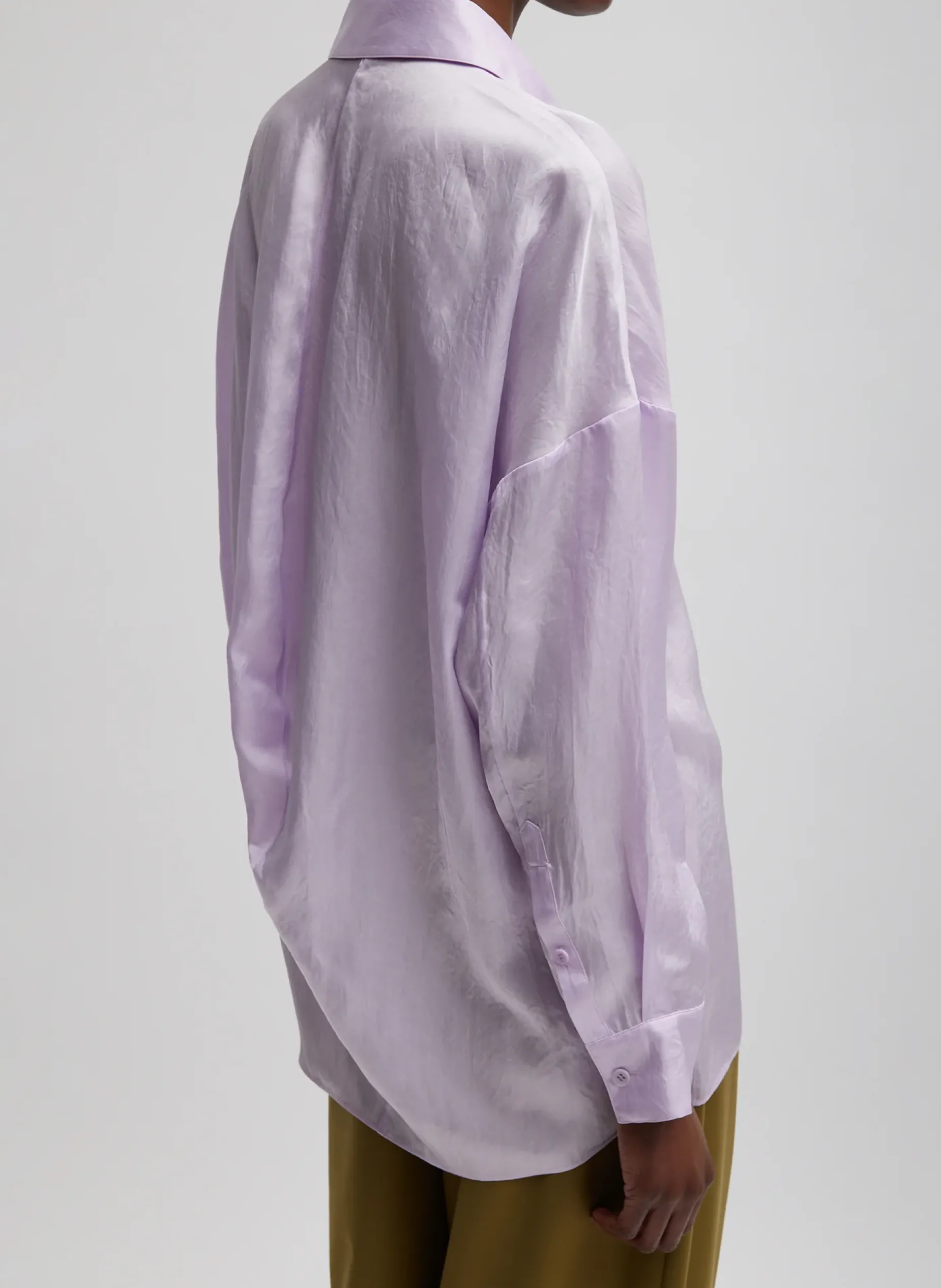 Tops>Tibi Spring Acetate Shirt With Cocoon Back Pale Lavender