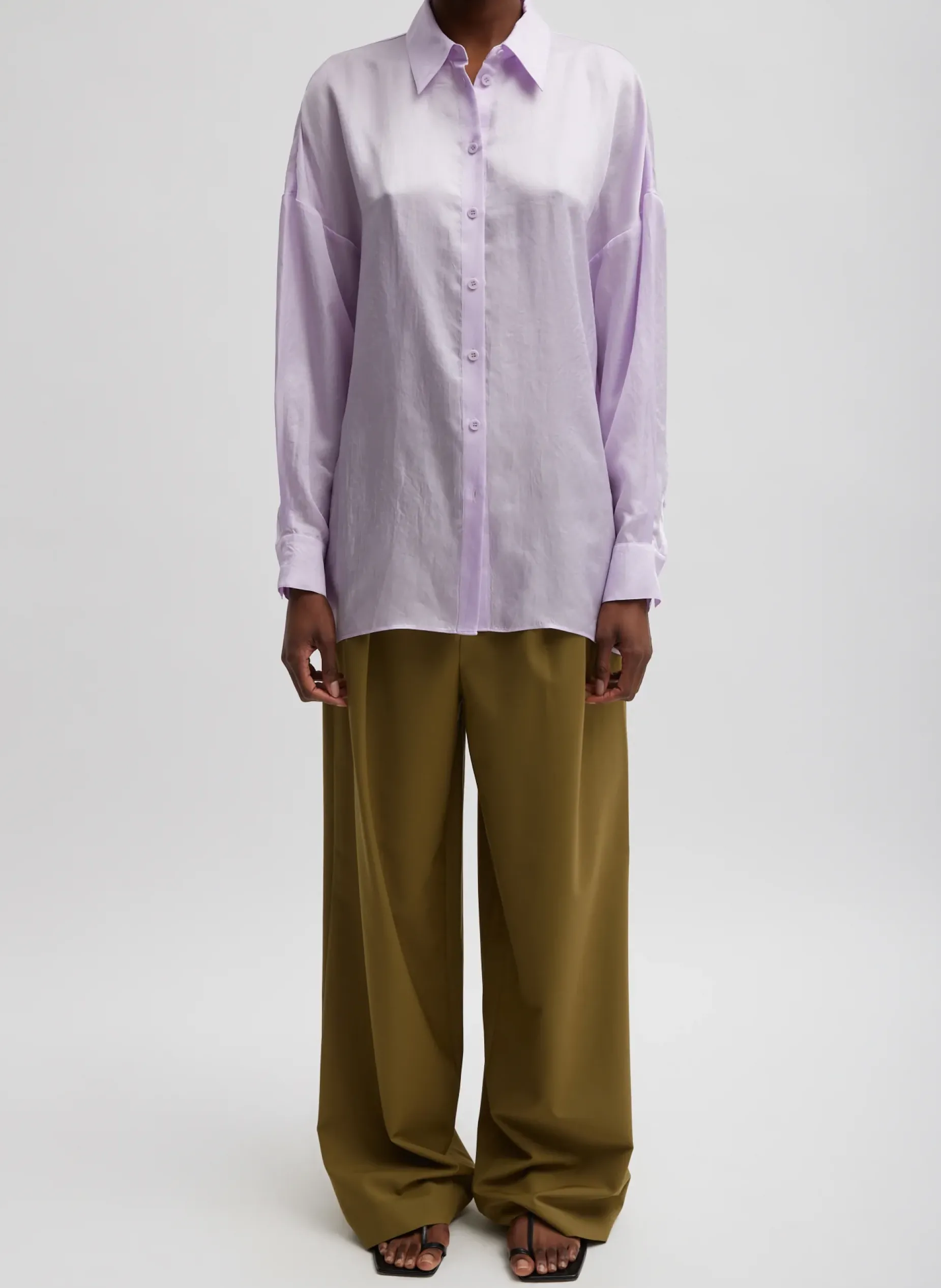 Tops>Tibi Spring Acetate Shirt With Cocoon Back Pale Lavender