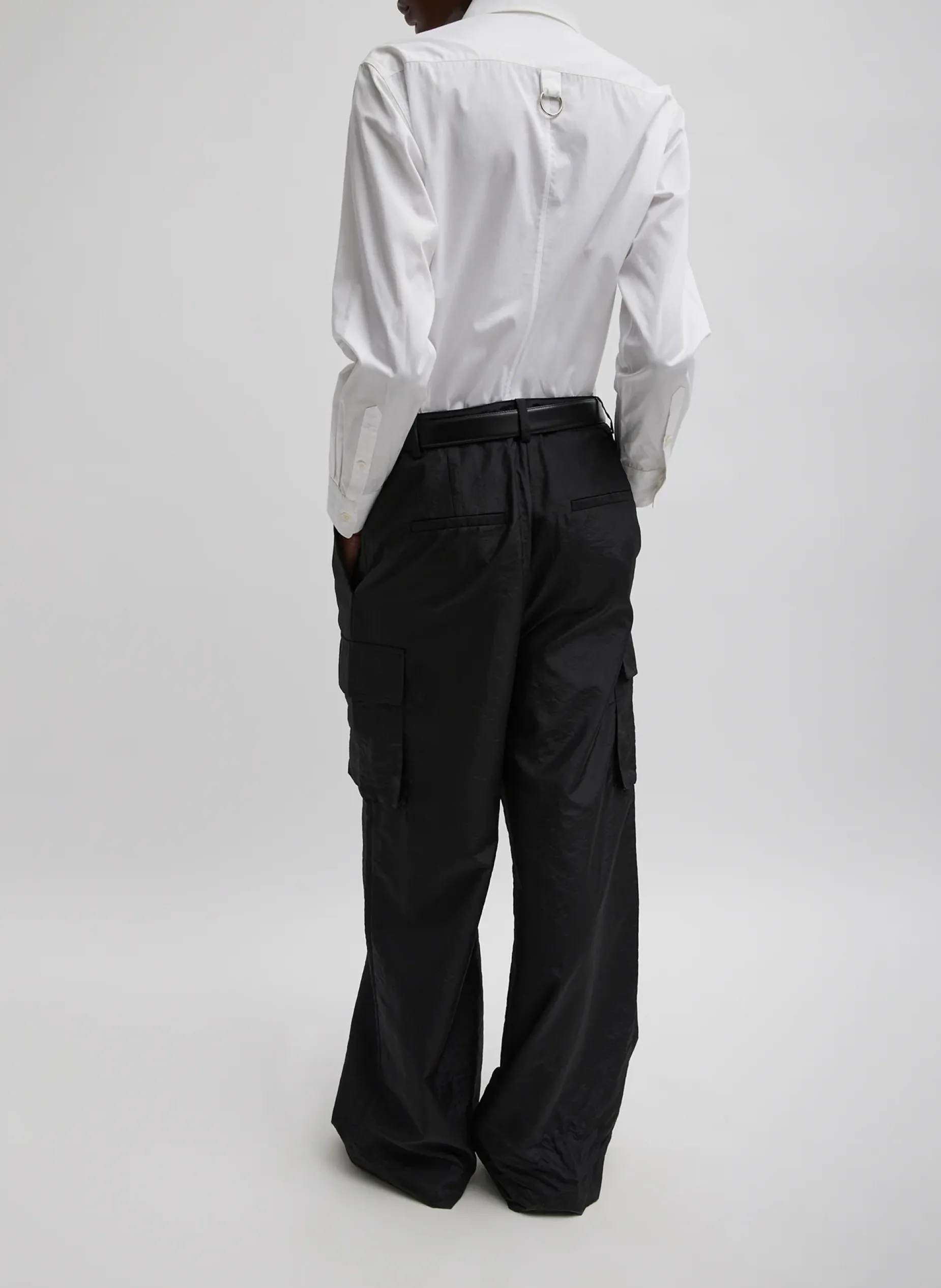 Pants & Shorts|Fundamentals - WOFs>Tibi Stella Crispy Nylon Pleated Cargo Pant Black