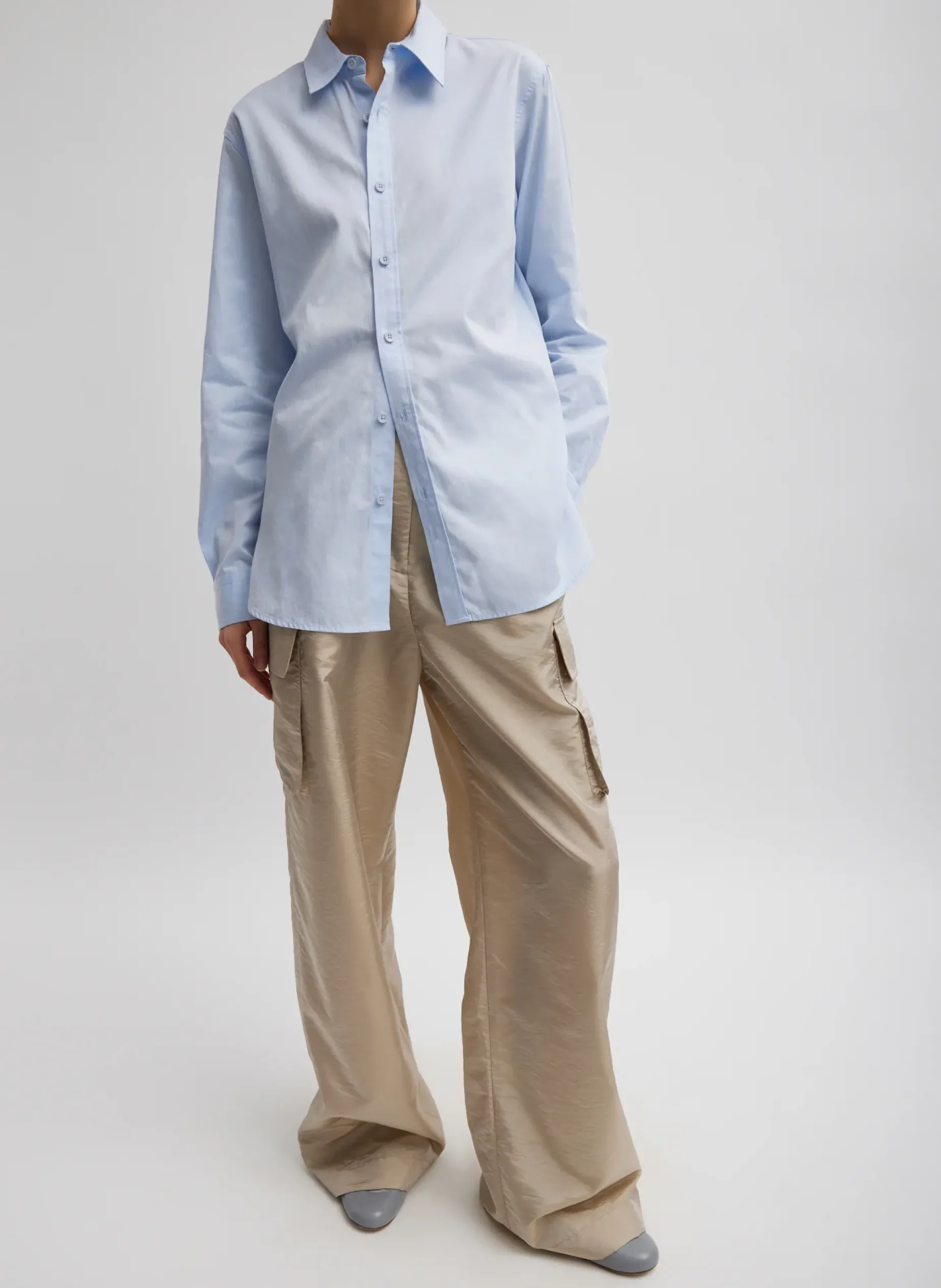 Pants & Shorts|Fundamentals - WOFs>Tibi Stella Crispy Nylon Pleated Cargo Pant Desert Sand