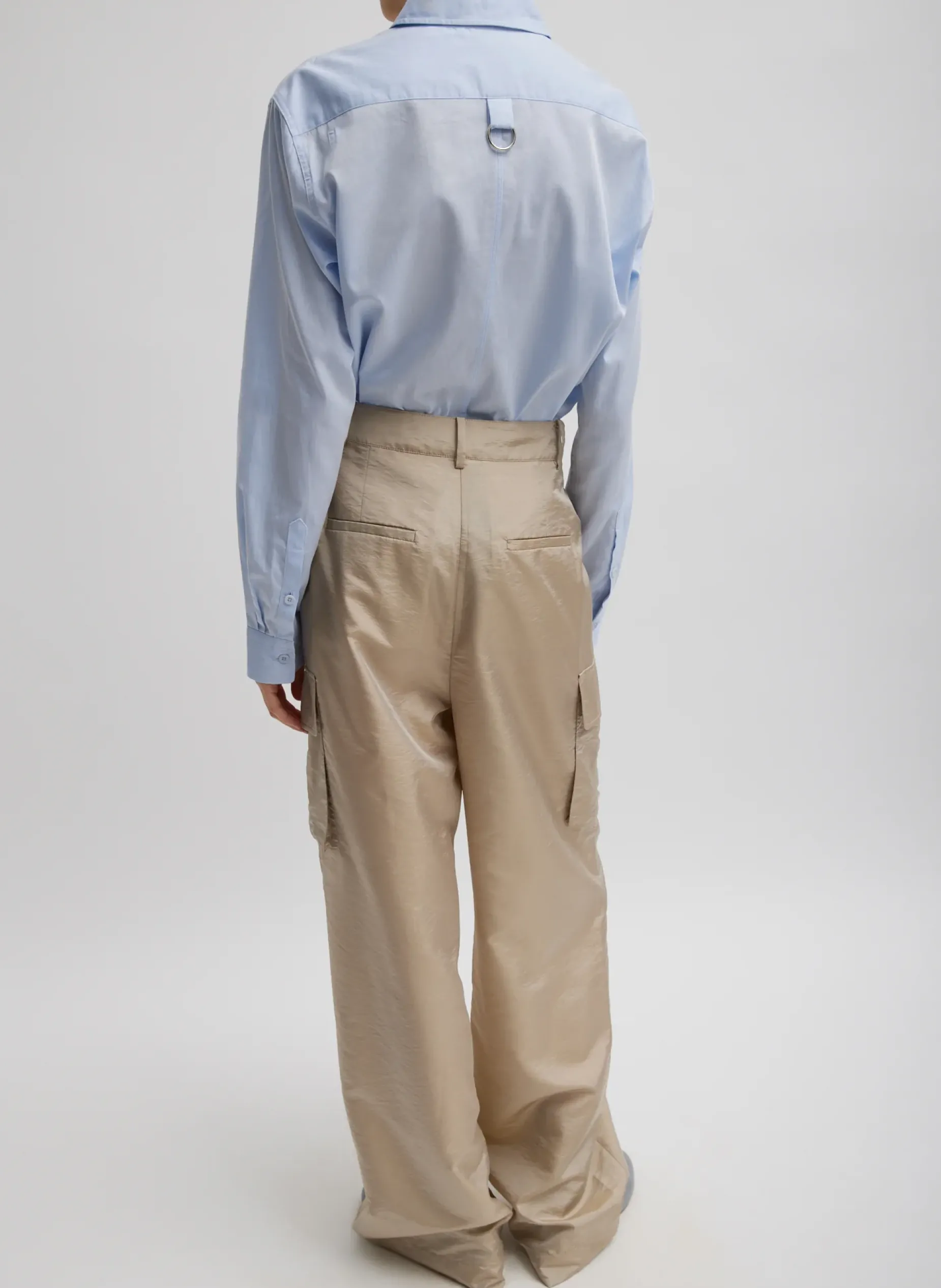 Pants & Shorts|Fundamentals - WOFs>Tibi Stella Crispy Nylon Pleated Cargo Pant Desert Sand