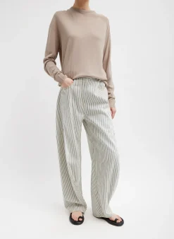 Denim|Pants & Shorts>Tibi Stone Washed Striped Denim Sid Jean Navy Multi