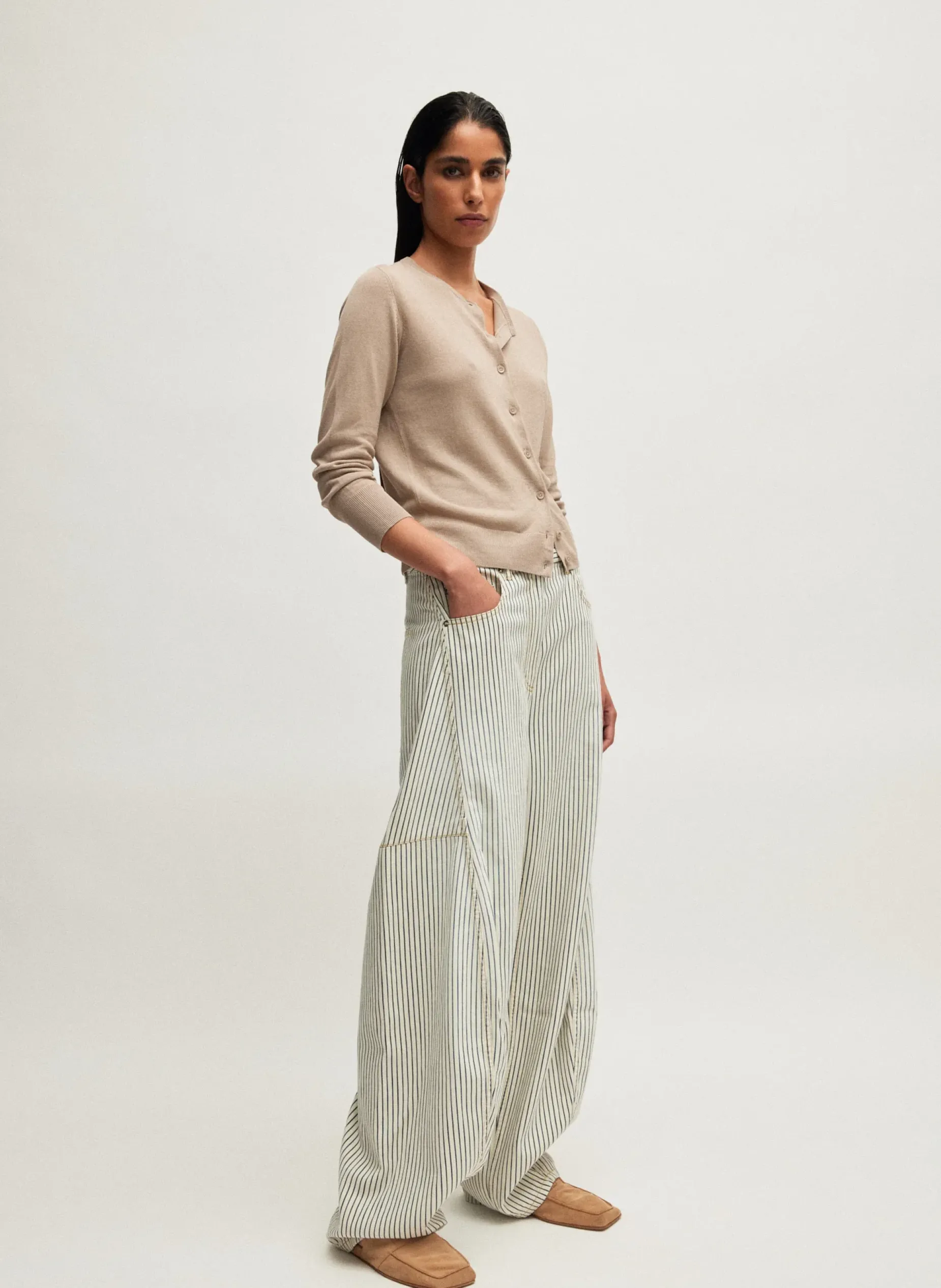 Denim|Pants & Shorts>Tibi Stone Washed Striped Denim Sid Jean Navy Multi