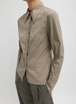 Tops>Tibi Stretch Cotton Nylon Circular Sleeve Shirt Mink Grey
