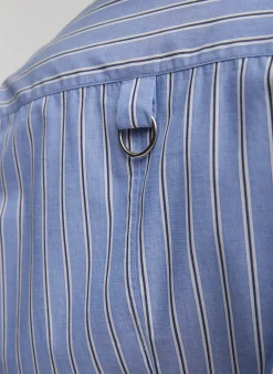 Tops|Fundamentals - WOFs>Tibi Striped Shirting Charlie Men's Slim Shirt Blue Multi