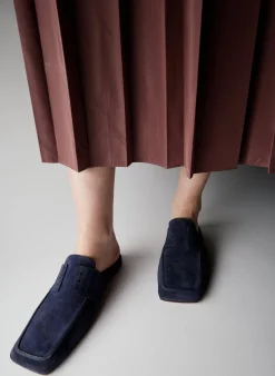 Flats|Curated Closets>Tibi Suede Granger Slide Navy