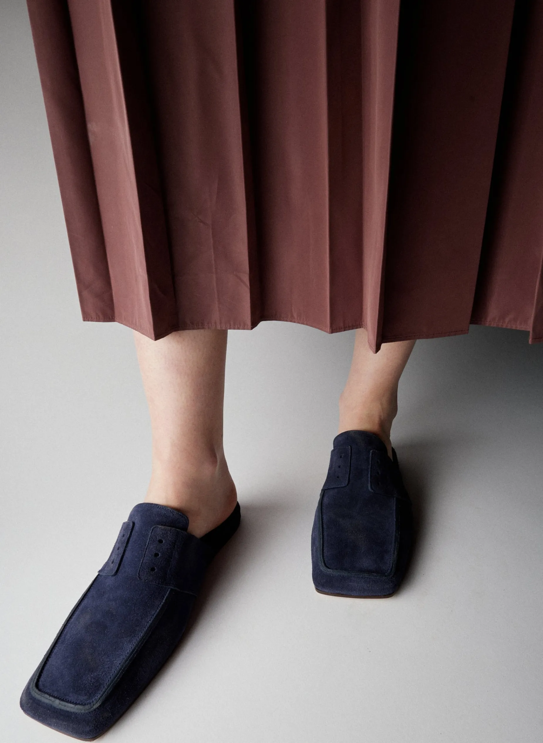 Flats|Curated Closets>Tibi Suede Granger Slide Navy