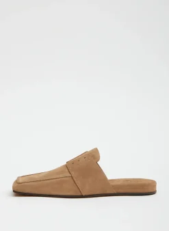 Flats>Tibi Suede Granger Slide Tan