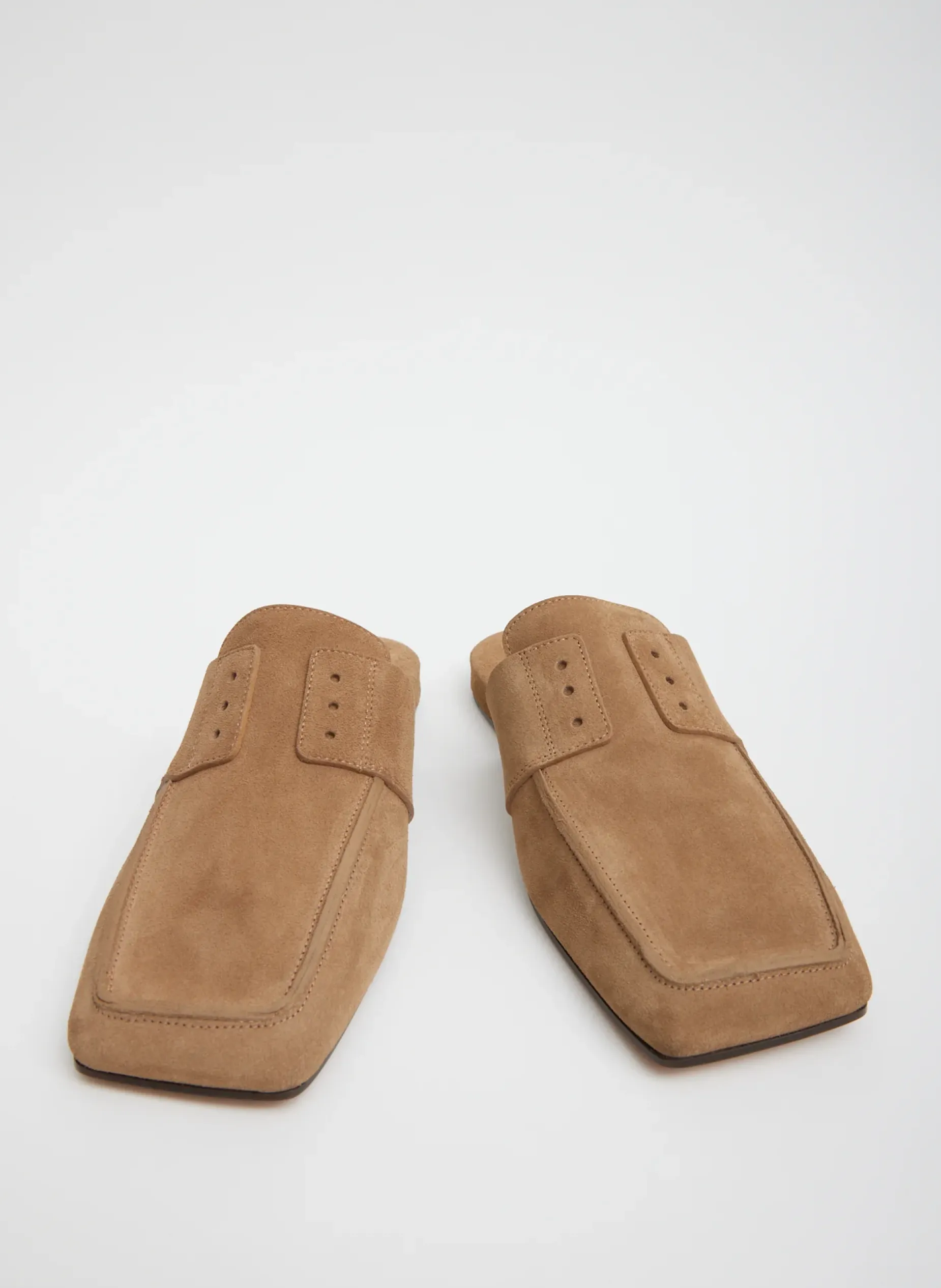 Flats>Tibi Suede Granger Slide Tan