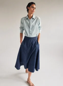 Denim|Skirts>Tibi Summer Denim Circle Skirt Indigo