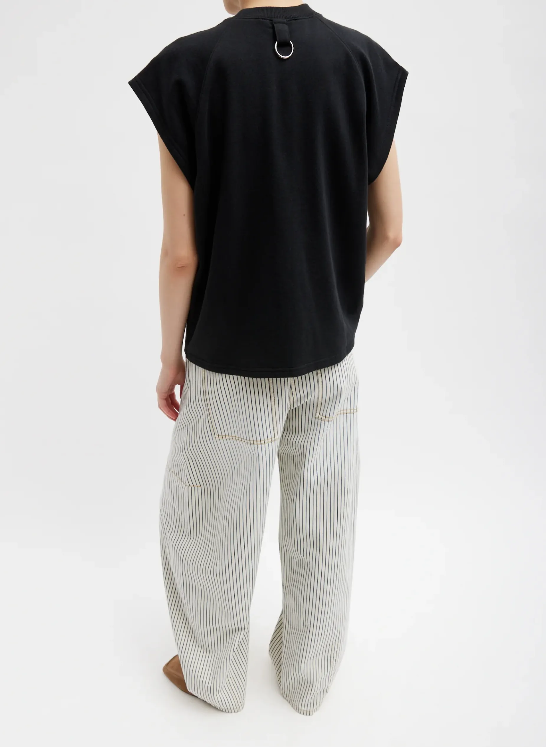Tops|Leisure Sets>Tibi Summer Sweatshirting Sleeveless Easy Top Black