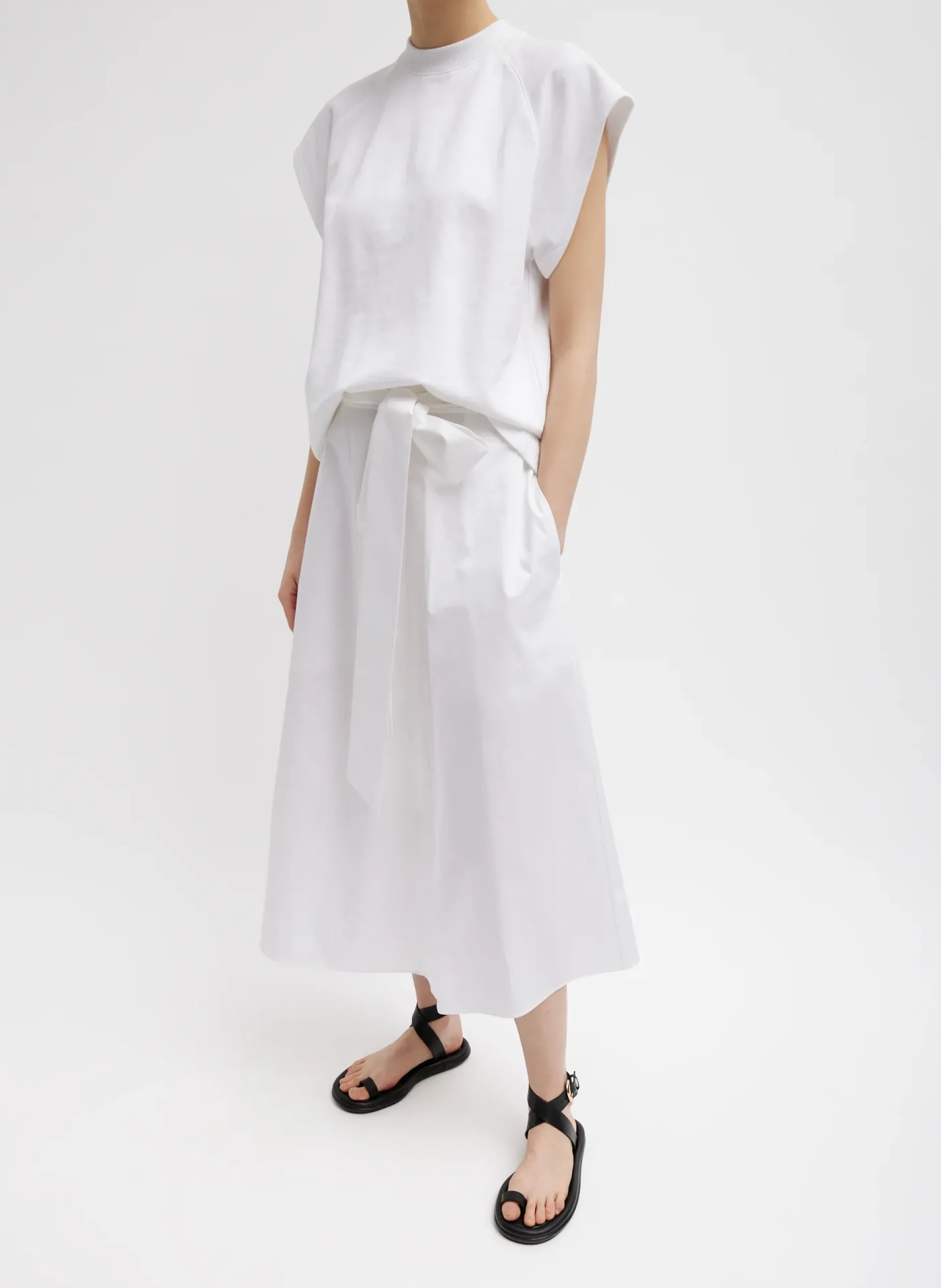 Leisure Sets|Tops>Tibi Summer Sweatshirting Sleeveless Easy Top White