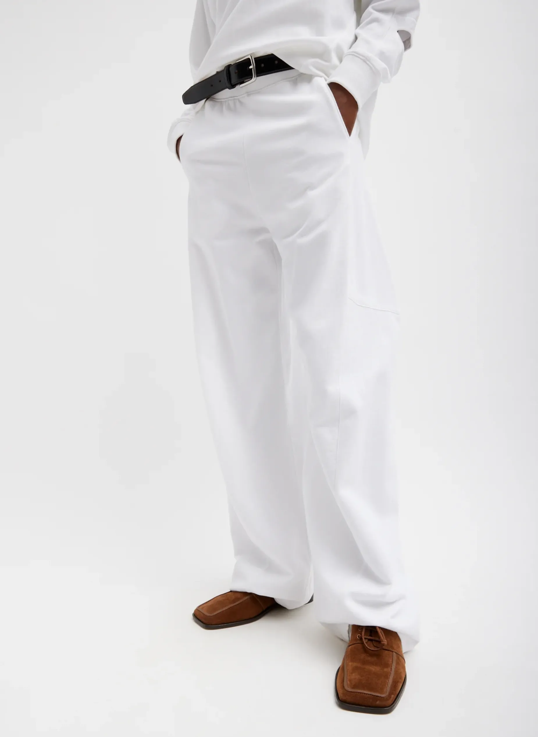 Leisure Sets|Pants & Shorts>Tibi Summer Sweatshirting Winslow Pant White