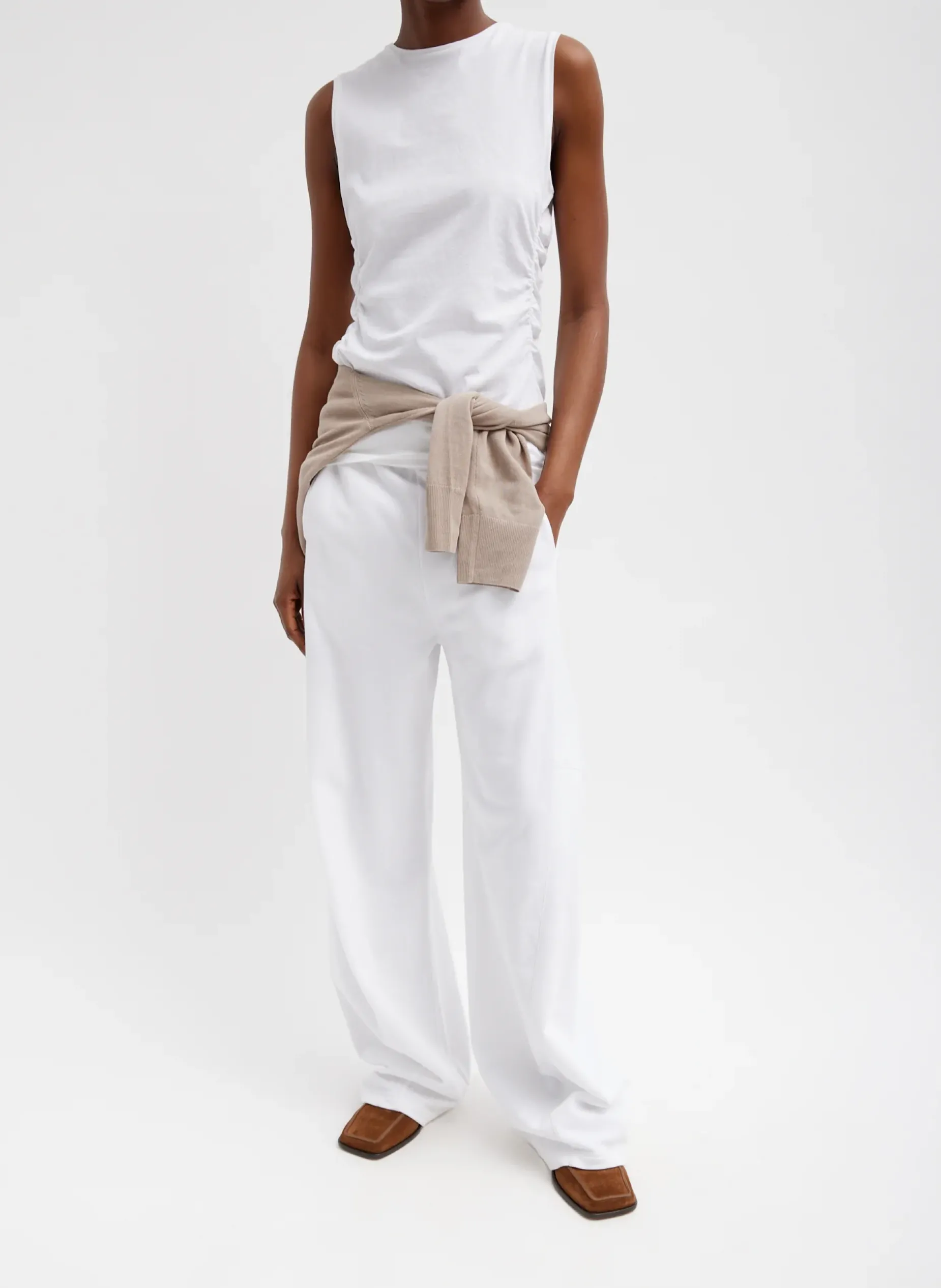 Leisure Sets|Pants & Shorts>Tibi Summer Sweatshirting Winslow Pant White