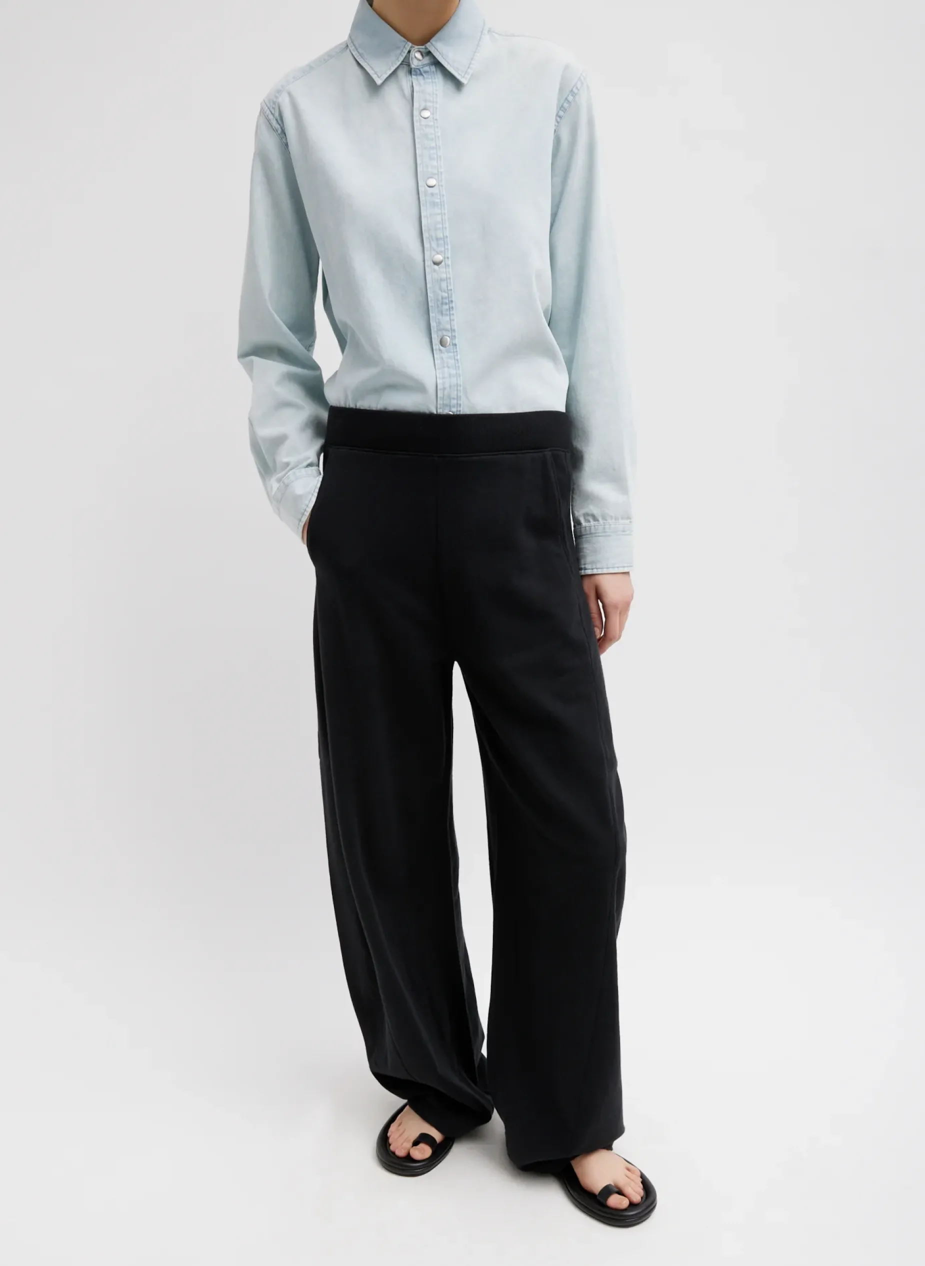 Leisure Sets|Pants & Shorts>Tibi Summer Sweatshirting Winslow Pant Black