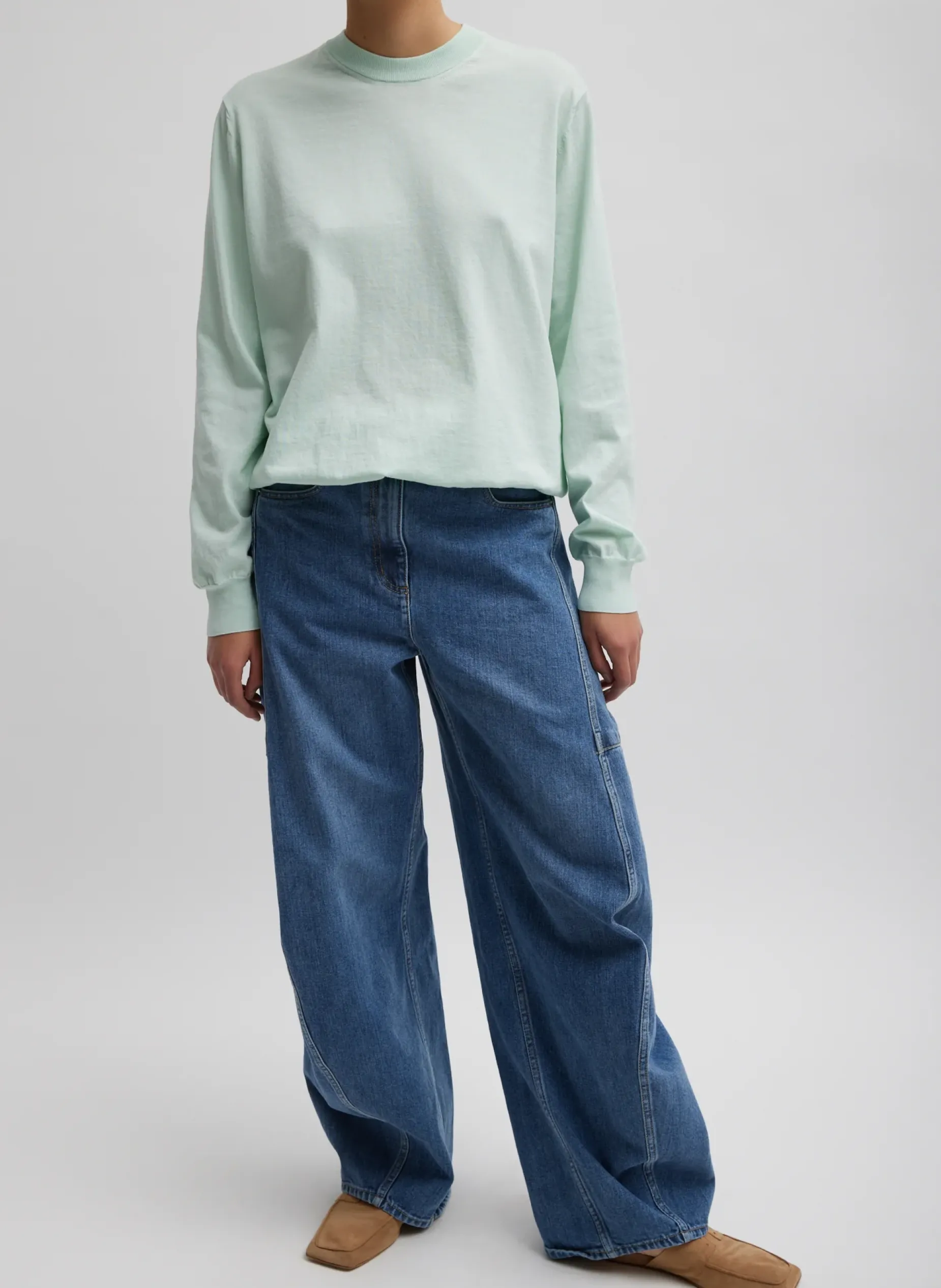 Knitwear & Sweatshirts|Fundamentals - WOFs>Tibi Super Fine Gauge Perfect Men's Pullover Pale Mint