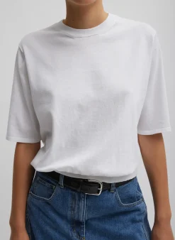 Knitwear & Sweatshirts|Fundamentals - WOFs>Tibi Super Fine Gauge Perfect Short Sleeve Men's Pullover White