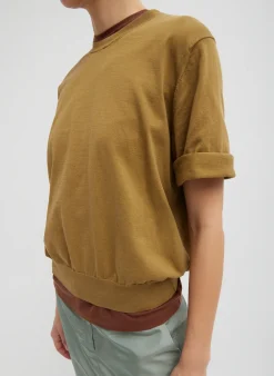 Knitwear & Sweatshirts|Fundamentals - WOFs>Tibi Super Fine Gauge Perfect Short Sleeve Men's Pullover Dark Hazel