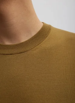 Knitwear & Sweatshirts|Fundamentals - WOFs>Tibi Super Fine Gauge Perfect Short Sleeve Men's Pullover Dark Hazel