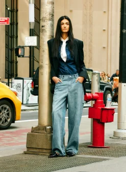 Denim|Tops>Tibi Tencel Cotton Charlie Slim Men's Shirt Blue