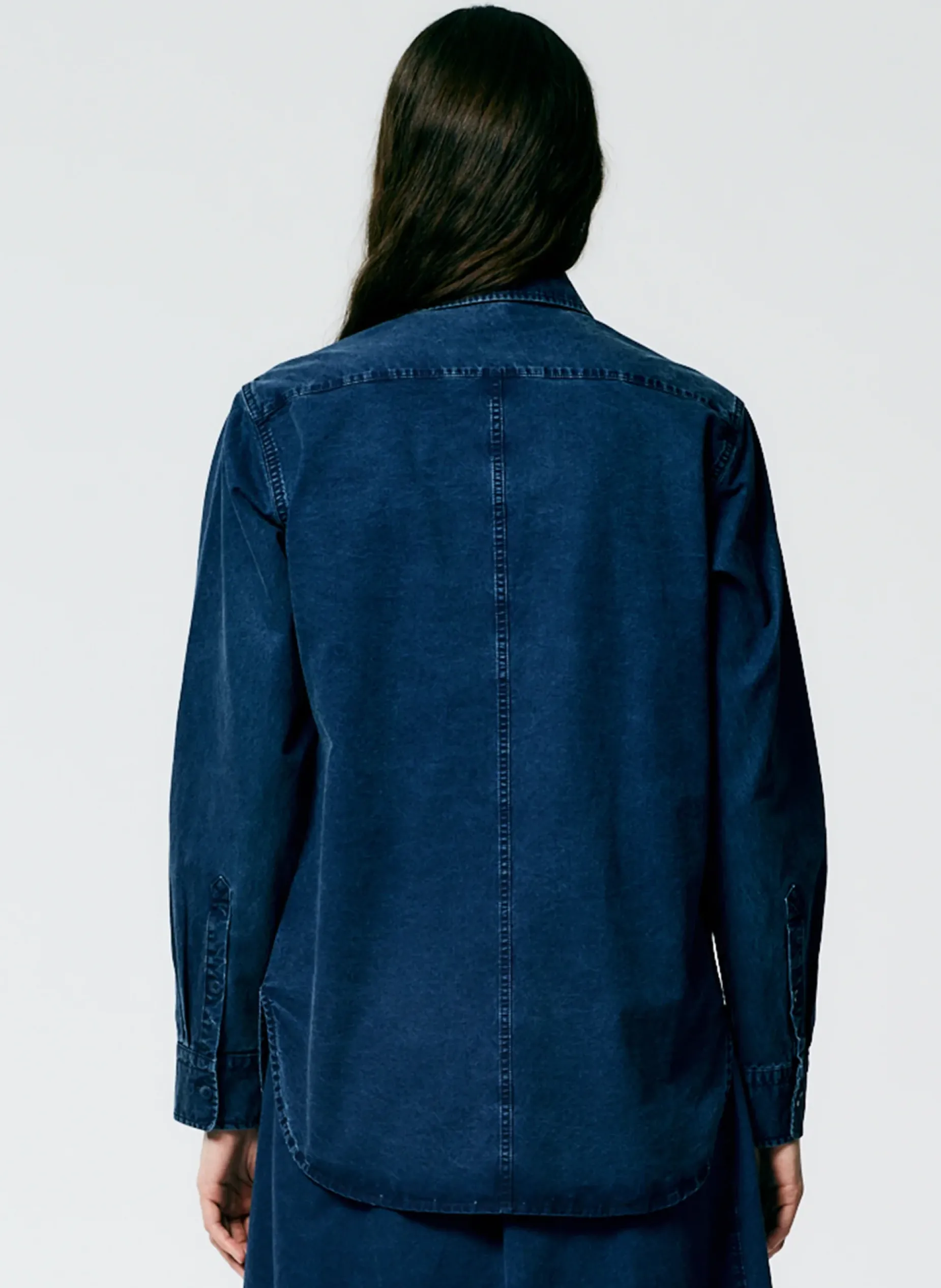 Denim|Tops>Tibi Tencel Cotton Charlie Slim Men's Shirt Blue