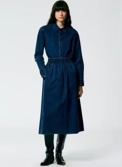 Denim|Skirts>Tibi Tencel Cotton Pull On Full Skirt Blue