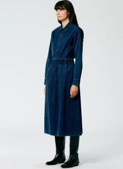 Denim|Skirts>Tibi Tencel Cotton Pull On Full Skirt Blue