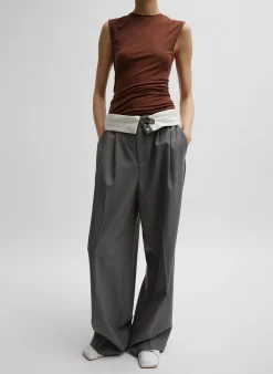Tops>Tibi Tencel Knit Twisted Seam Tank Brown