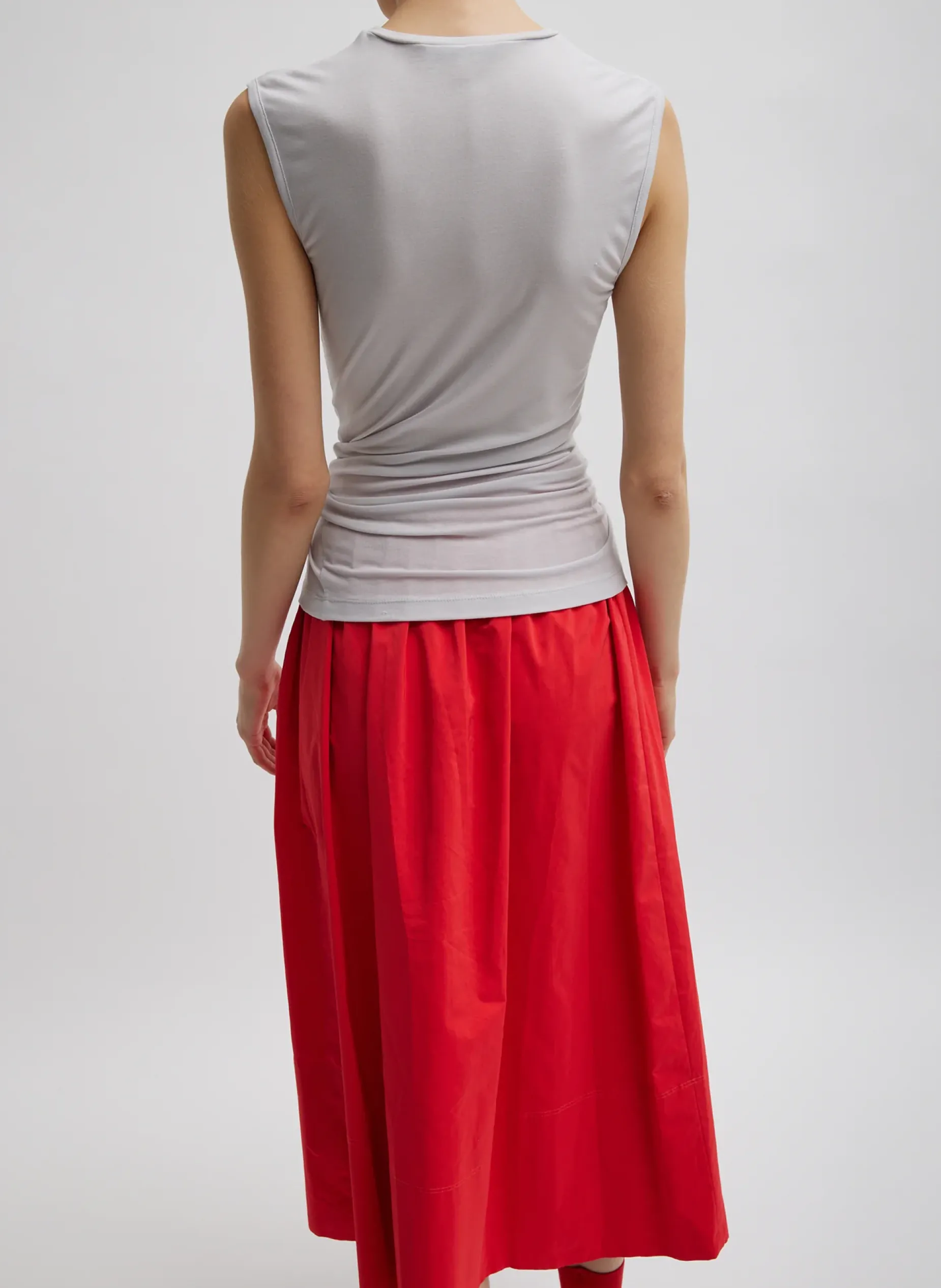 Tops>Tibi Tencel Knit Twisted Seam Tank Pearl Grey