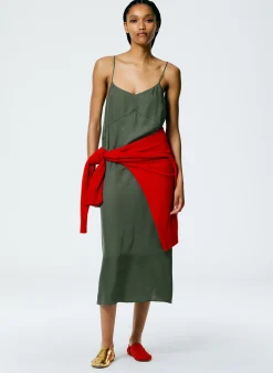 Dresses>Tibi The Slip Dress Grey Pine