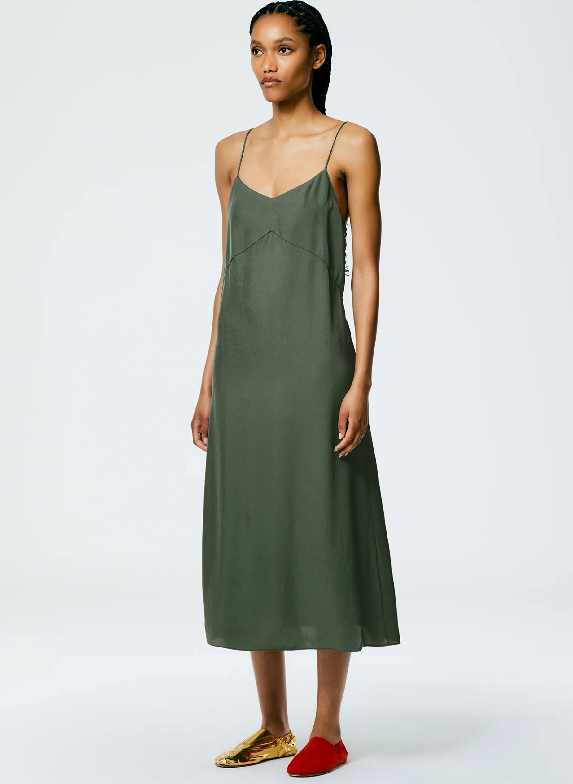 Dresses>Tibi The Slip Dress Grey Pine