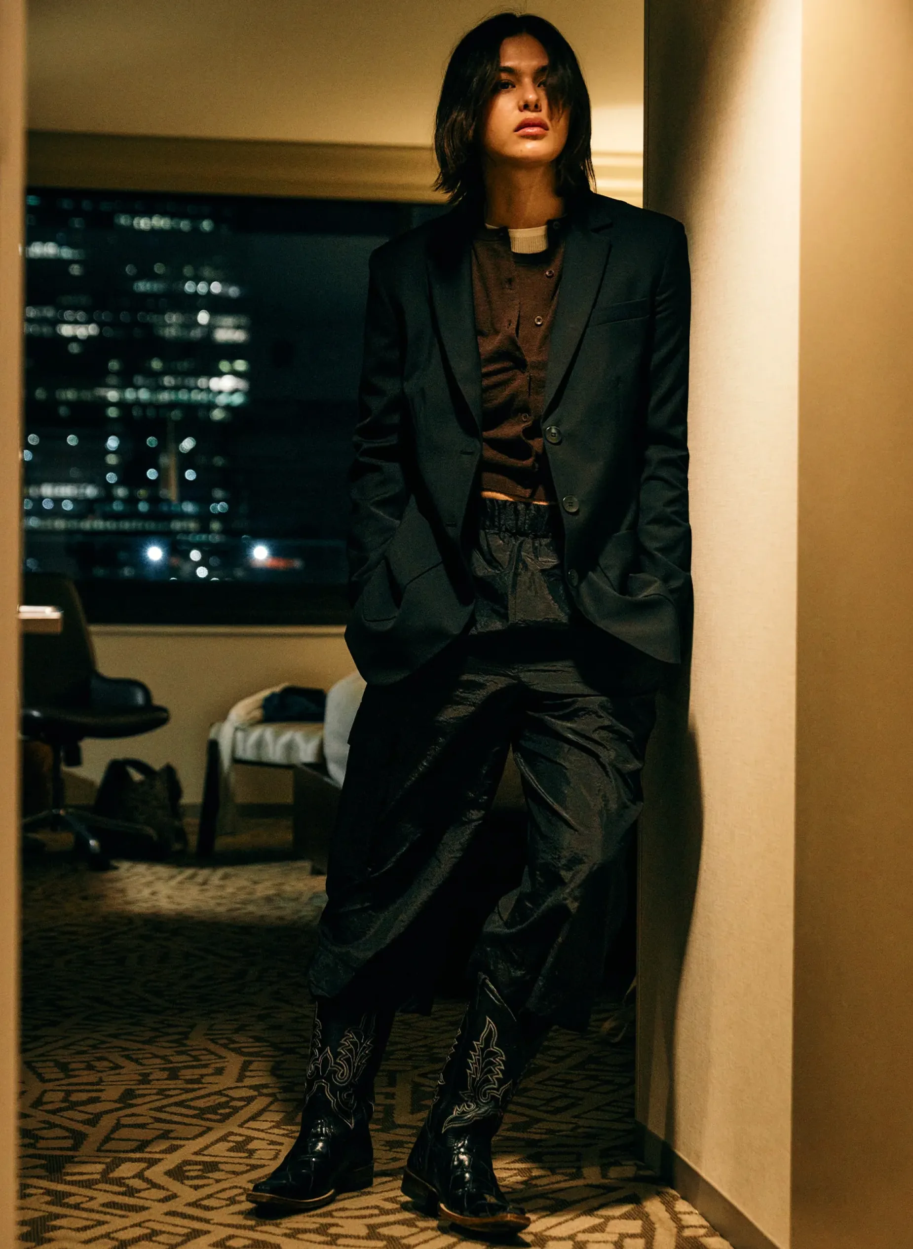 Suits|Jackets & Outerwear>Tibi Tropical Wool Cutout Sleeve Marlon Blazer Black