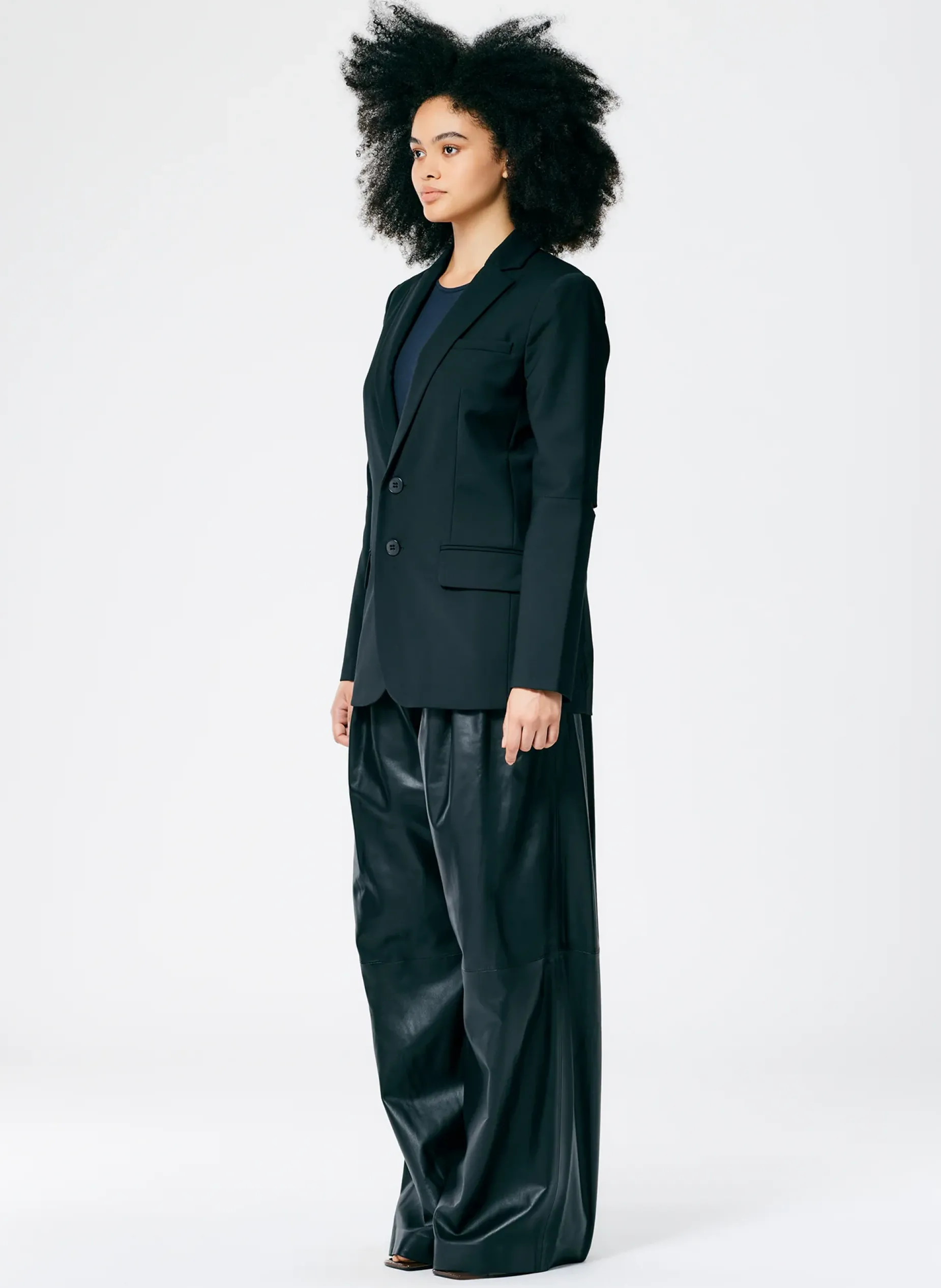 Suits|Jackets & Outerwear>Tibi Tropical Wool Cutout Sleeve Marlon Blazer Black