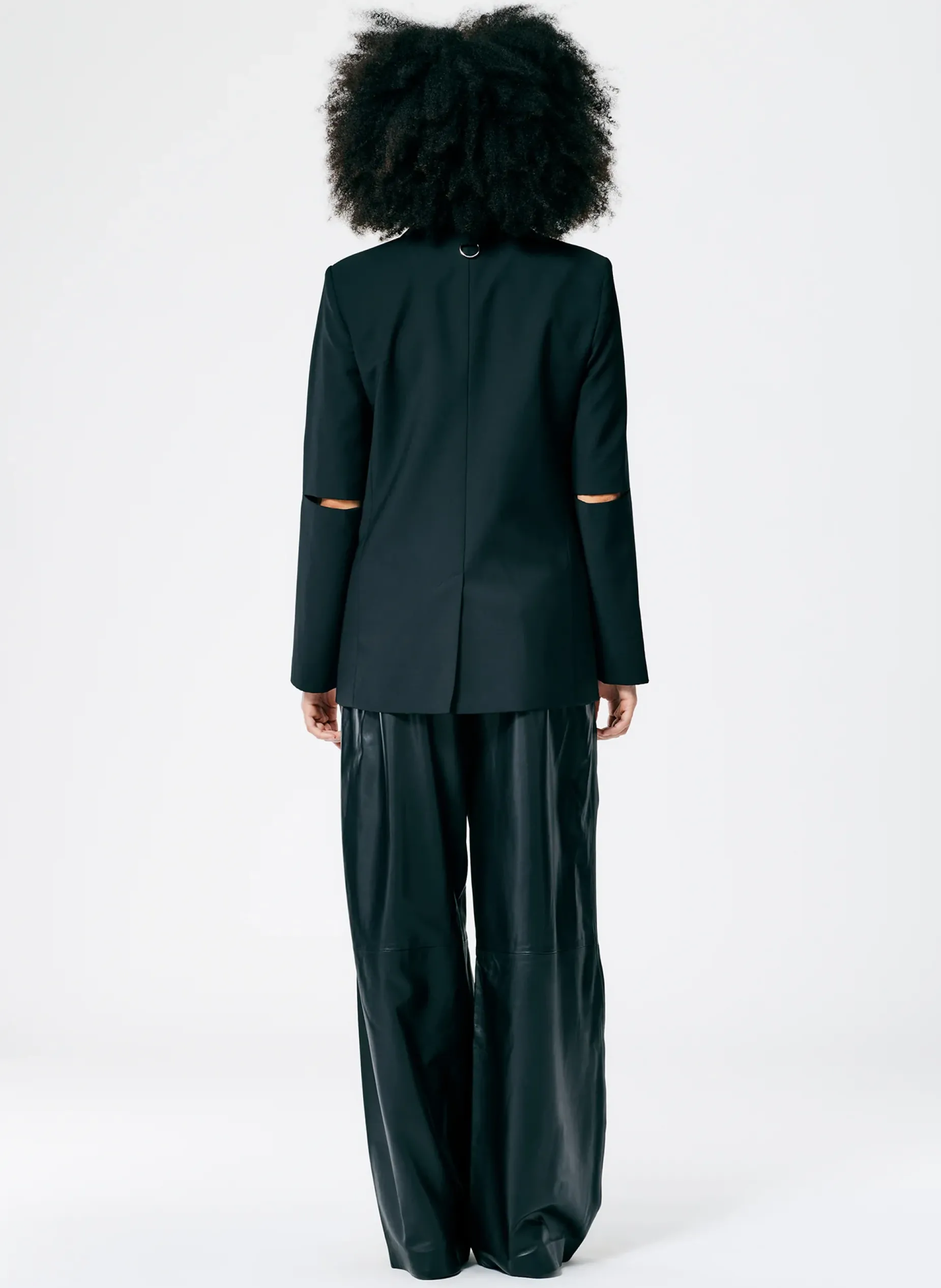 Suits|Jackets & Outerwear>Tibi Tropical Wool Cutout Sleeve Marlon Blazer Black