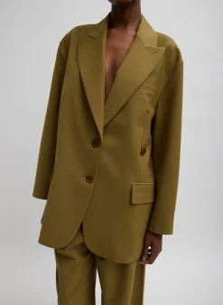 Suits|Jackets & Outerwear>Tibi Tropical Wool Liam Blazer Dark Hazel