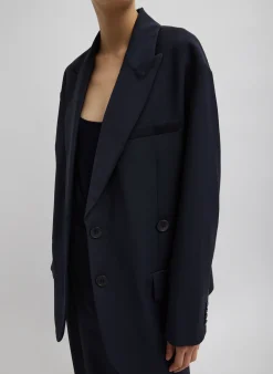 Suits|Jackets & Outerwear>Tibi Tropical Wool Liam Blazer Navy