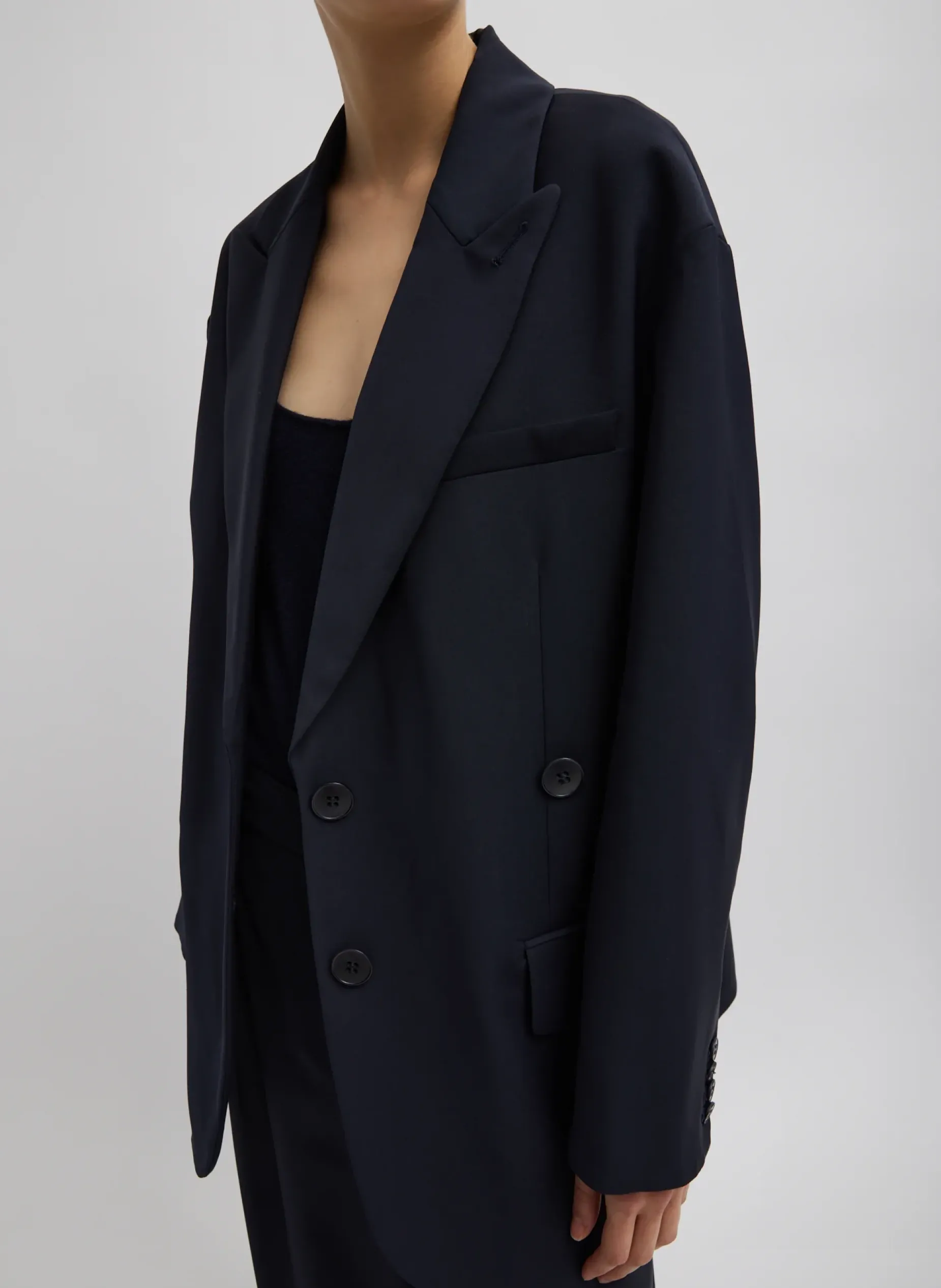 Suits|Jackets & Outerwear>Tibi Tropical Wool Liam Blazer Navy