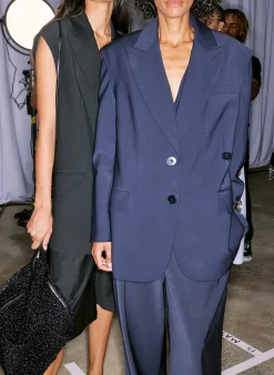 Suits|Jackets & Outerwear>Tibi Tropical Wool Liam Blazer Navy