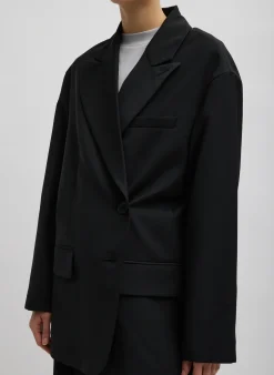Suits|Jackets & Outerwear>Tibi Tropical Wool Liam Blazer Black
