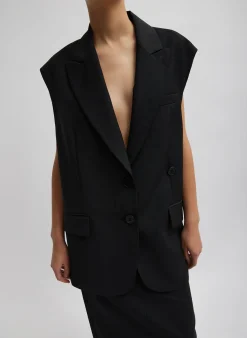 Suits|Jackets & Outerwear>Tibi Tropical Wool Liam Vest Black