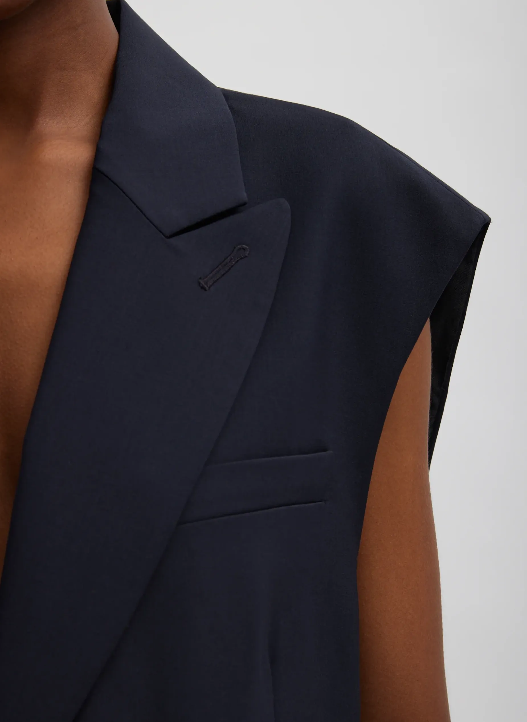 Suits|Jackets & Outerwear>Tibi Tropical Wool Liam Vest Navy